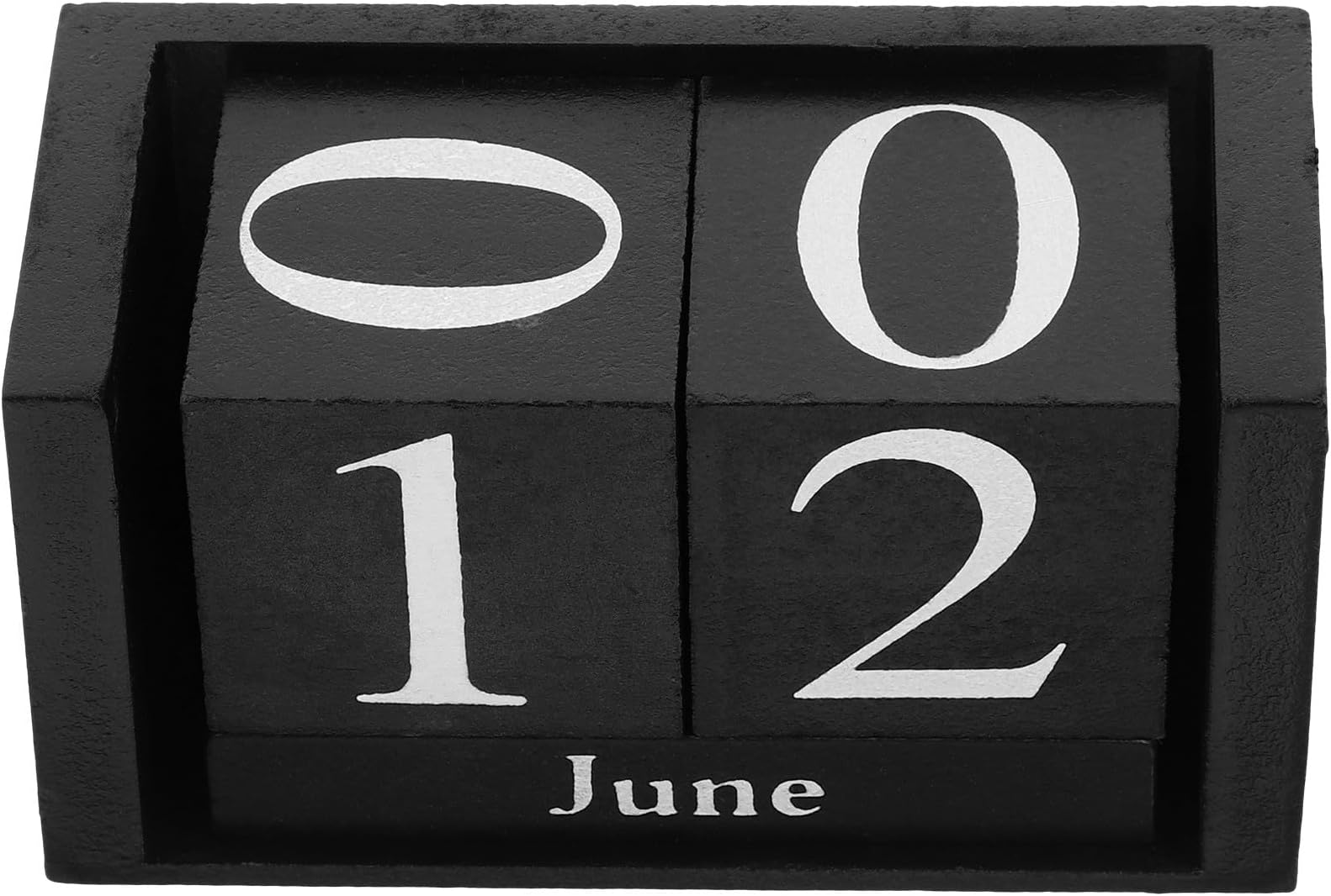 Alipis Wooden Desktop Perpetual Calendar in Black, Reusable Table Decor for Homes and Cafes, European Style Stylish Office Calendar Practical Design