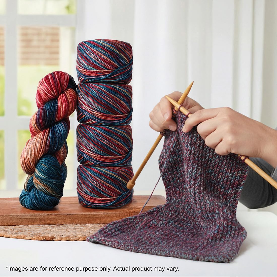 KnitPro Symfonie Hand Dyed Premium Yarn | 100% Extra Fine Merino Wool for Knitting & Crocheting, Worsted Weight, Oeko-TEX Certified, Colorfast Fiber 165m, 100g Skein | Bella Variegated Old Delhi