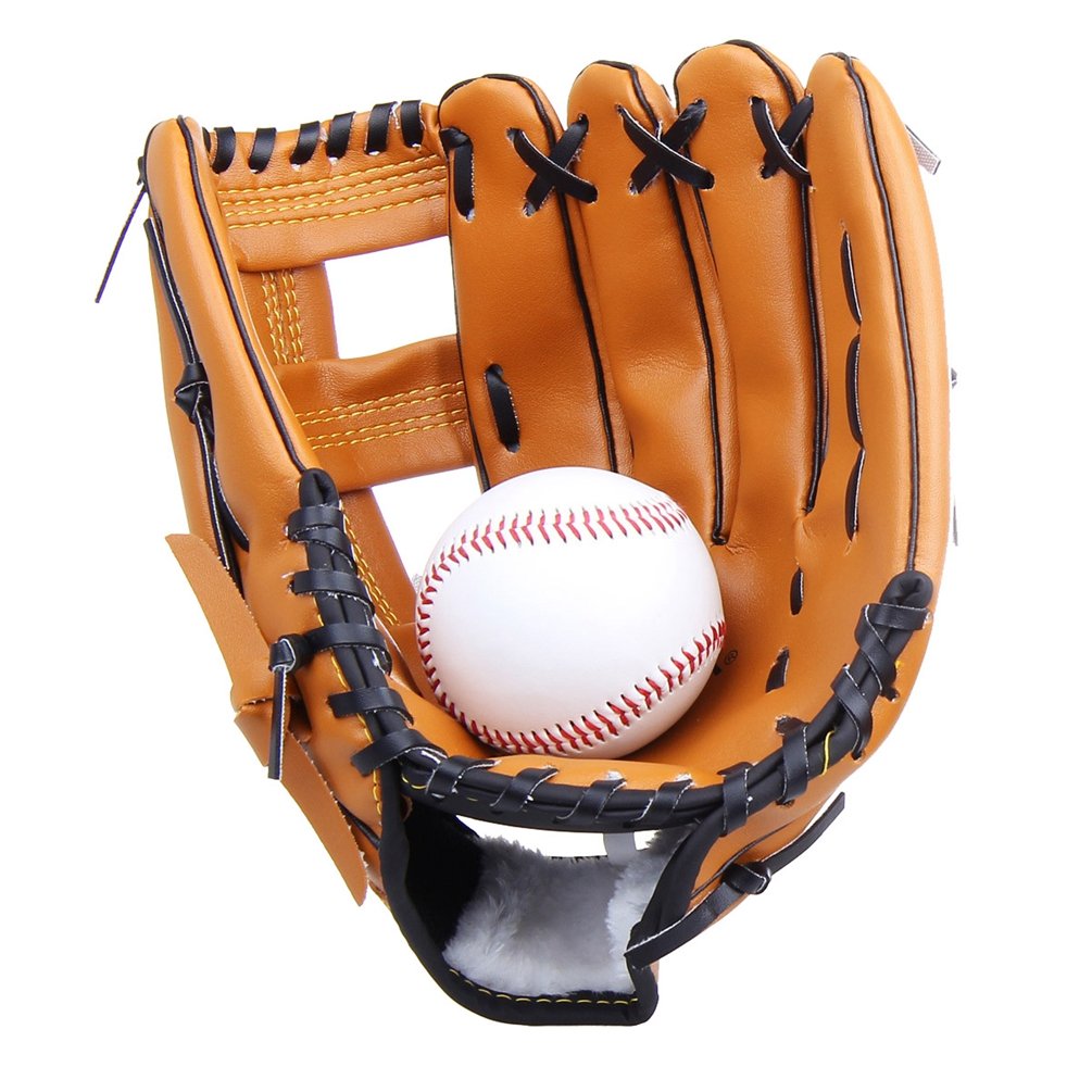 Unisex Guanti da Baseball, Softball, Pelle Outfield Guanto Addensare per Bambini Adulto (Marrone, Asia M)