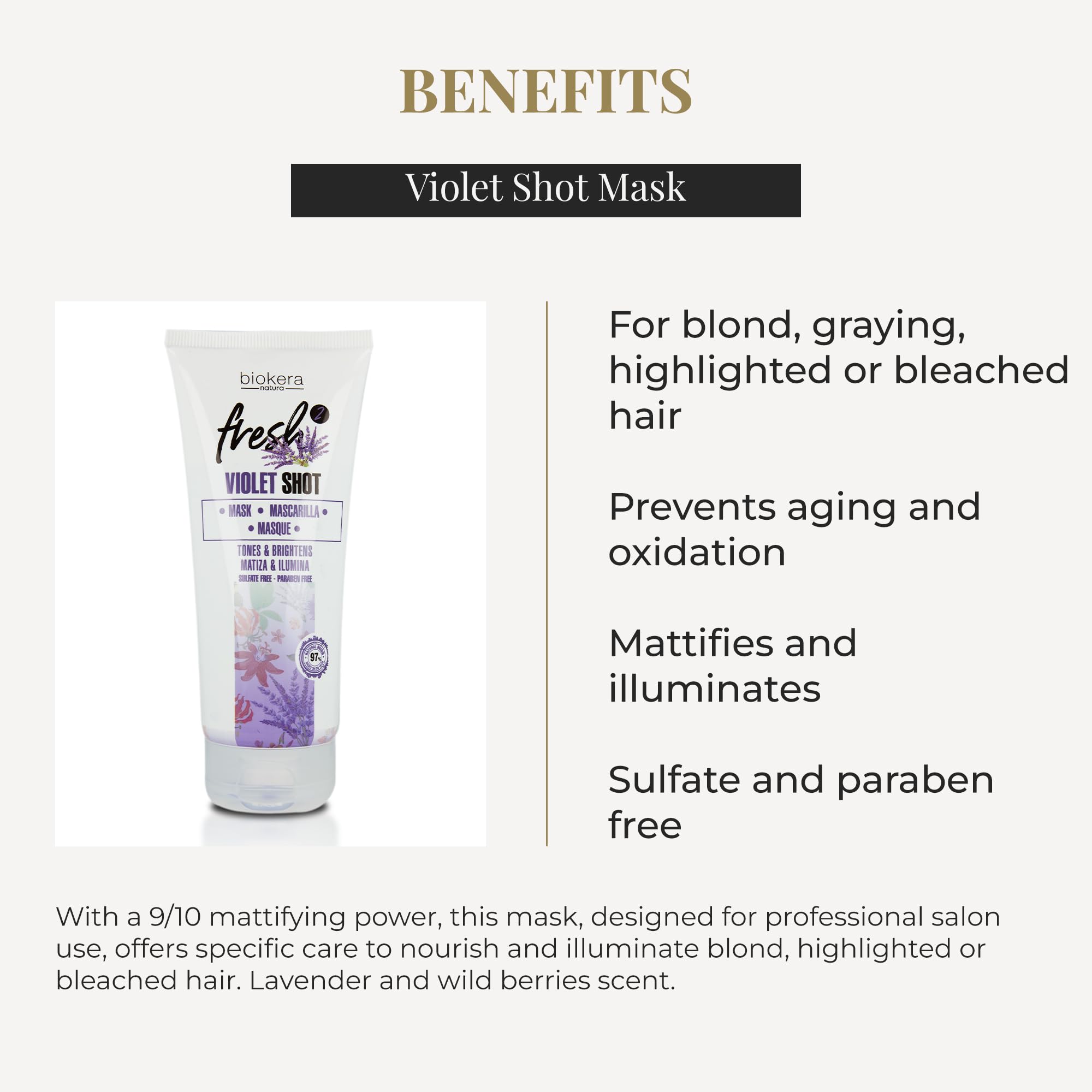 Salerm Biokera Fresh Violet Shot Toning Mask for Blonde Hair, 200 ml