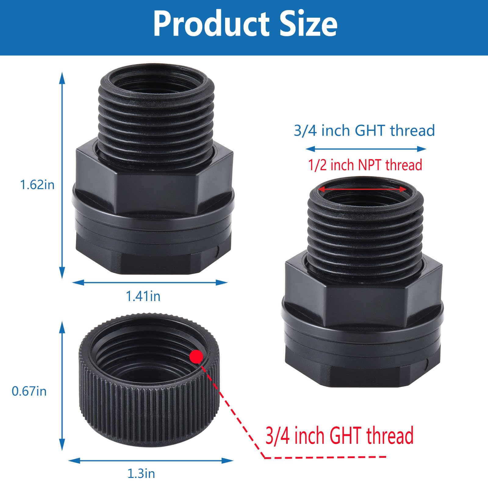 3 Inch Pvc Bulkhead Fittings Bulkhead Fitting 3/4 Inch, 5 Pcs PVC