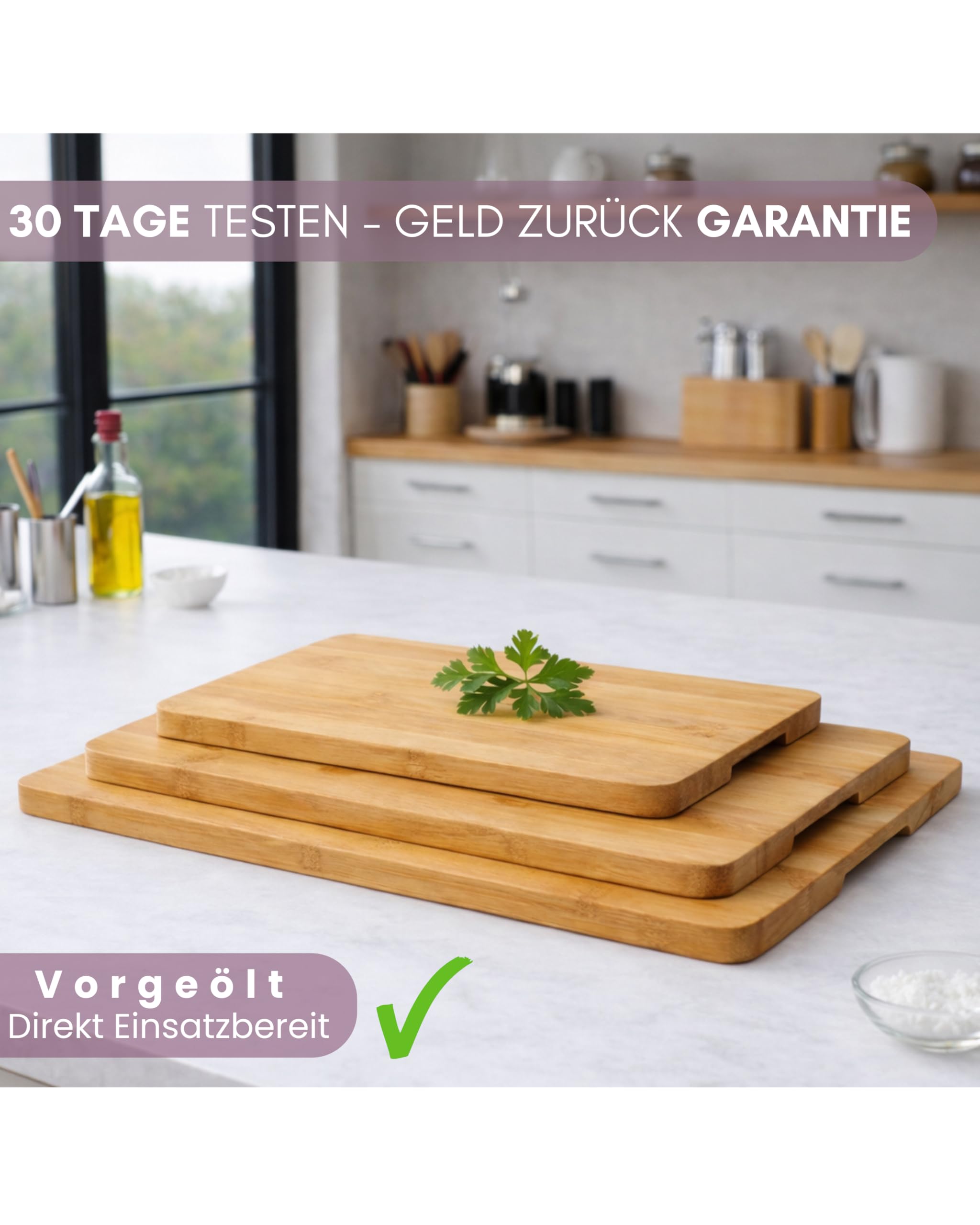 Juego de 3 tablas de cortar de bambú natural 38x25 30x20 22x15 cm 1,5 cm antibacteriana