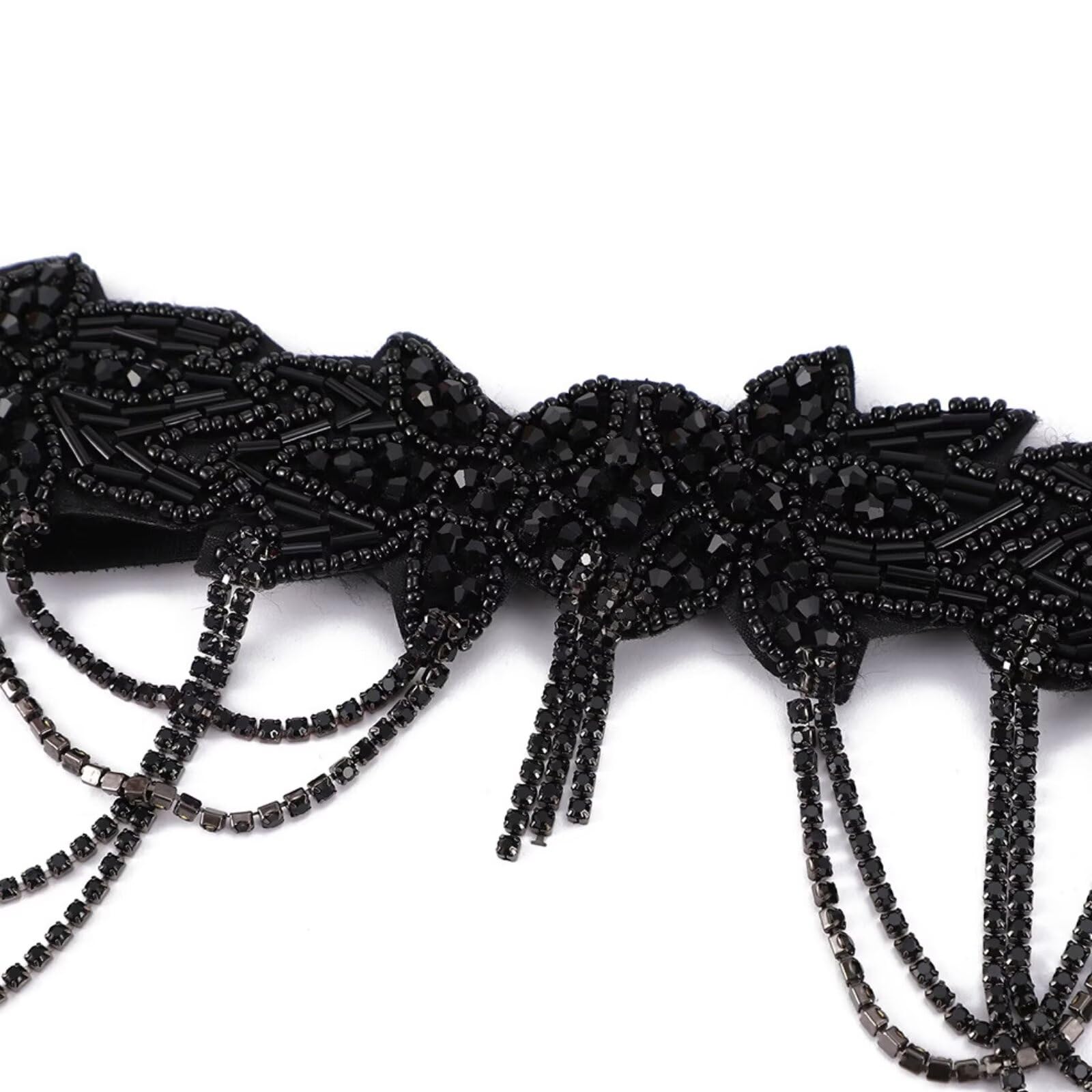 RUNRAYAY Rhinestone Flapper Headband-Elastic 1920s Headpiece, Vintage Great Gatsby Hair Accessories for Women (Black) - Image 4