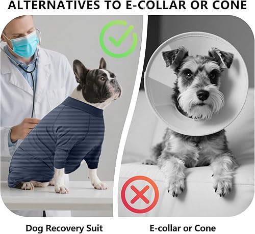 Miniatura 4 de LIANZIMAU Traje de recuperación de cirugía para perros, alternativa de cuerpo completo al cono con mangas para piernas, cómodo traje de