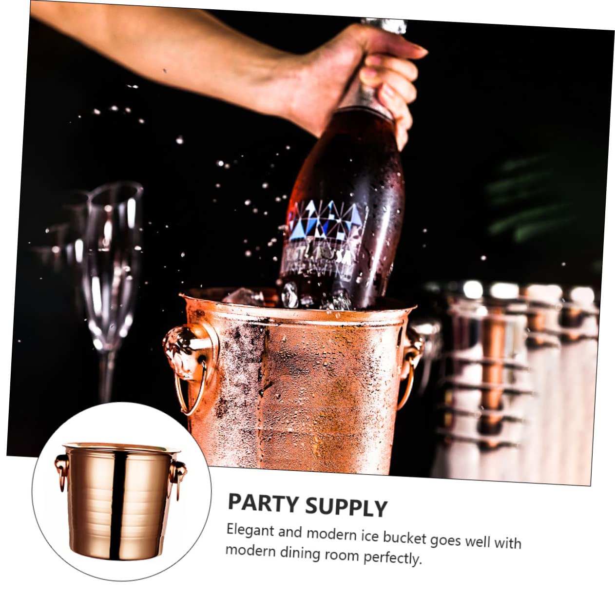 SECFOU Cubo de Hielo Portátil y Cubeta de Hielo de Acero Inoxidable Aislamiento Térmico Resistente a Rayaduras y Desgaste Diseño Moderno y Elegante para Enfriar Vino Cerveza o Cócteles