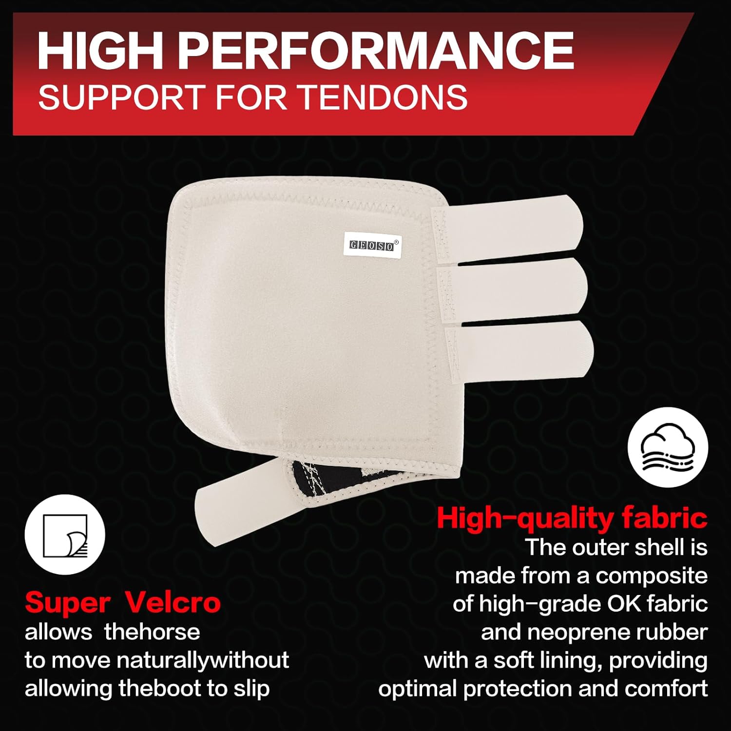 GEOSO All-Around Support Horse Splint Sport Boots,Professional OK Fabric Neoprene Horse Boots for Horses Jump Training&Off-Road|Shock Absorbing, Breathable,Fits Hind Legs