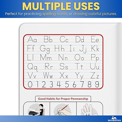 Miniatura 3 de 1InTheOffice Cuaderno de composición primaria K-2, cuaderno de composición de jardín de infantes, 100 hojas, rojomármol, 7.5 x 9.75 pulgadas,
