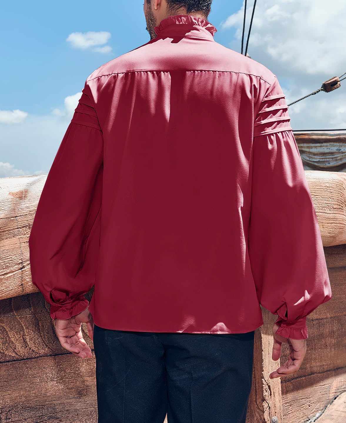 Runcati Mens Pirate Medieval Shirts Ruffle Steampunk Victorian Cosplay Costume Gothic Renaissance Shirt Viking Tops - Image 3