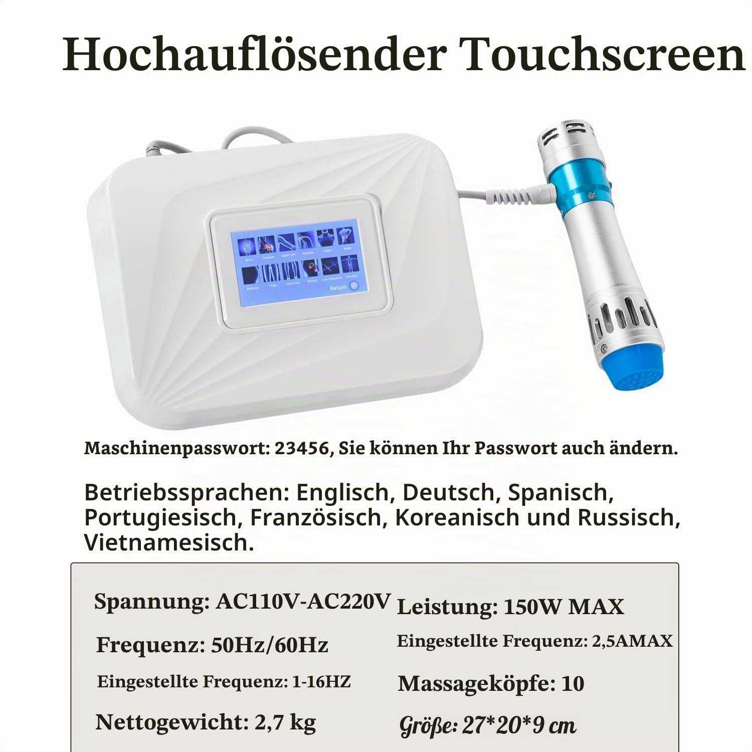 Stoßwellentherapie Gerät Erektile Dysfunktion, Fokussiertes Stoßwellentherapiegerät ED Extrakorporale Stoßwellentherapie Maschine für Zuhause, Schmerzlinderung Muskeltherapie Müdigkeitsbehandlung