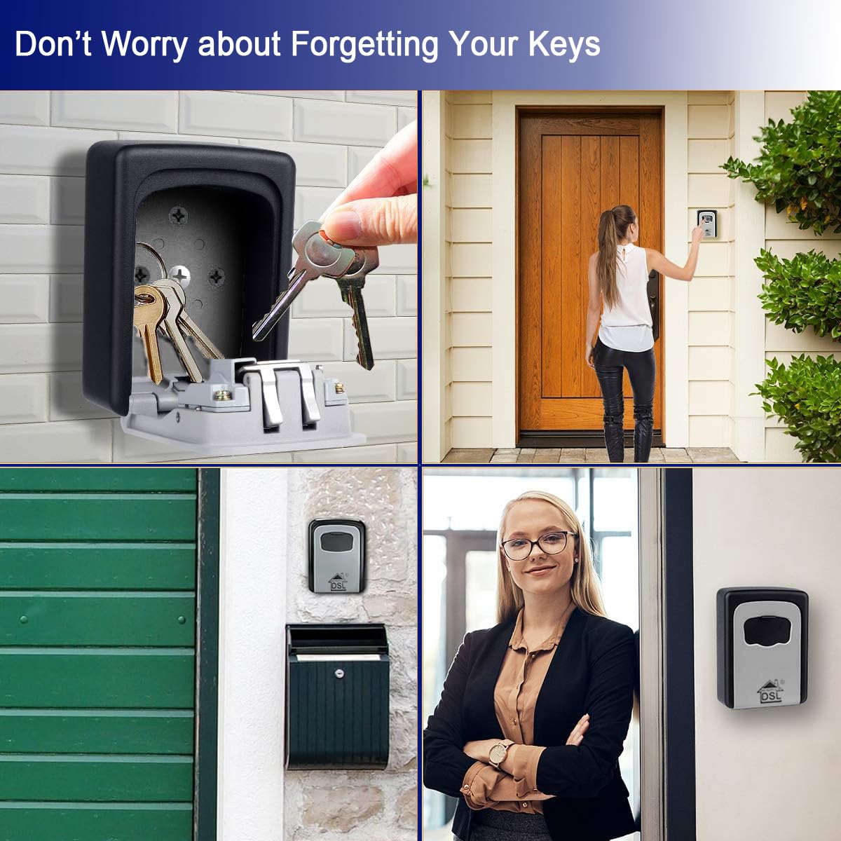 DSL Key Safe Box Wall Mounted Outdoor, Waterproof 4 Digit Combination Lock Box for Home Garage, Airbnb & Office - Image 3