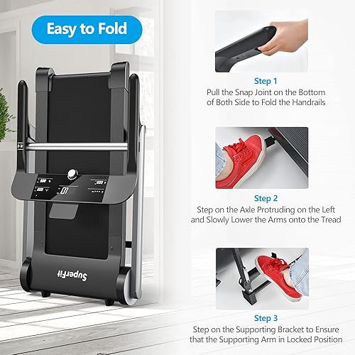 Miniatura 5 de GYMAX Cinta de correr plegable, cinta de correr eléctrica de diseño italiano con cinturón de frecuencia cardíaca, pantalla LED, botón de interruptor