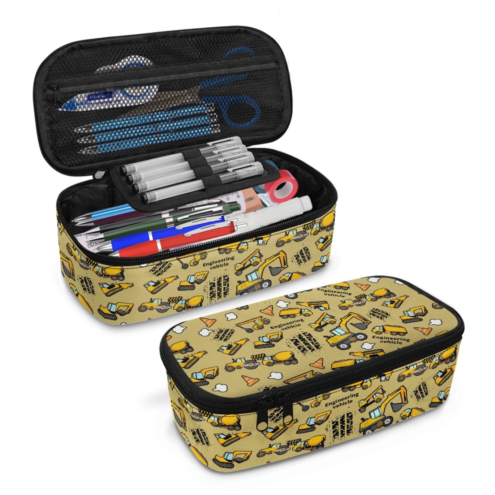 Cartoon Excavator Boys Pencil Case Large Capacity,Pencil Pouch for Kids 5-12 Years Pencil Bag for Preschool Elementary Children Pencil Box for Girls Women Coin Purse for Daily