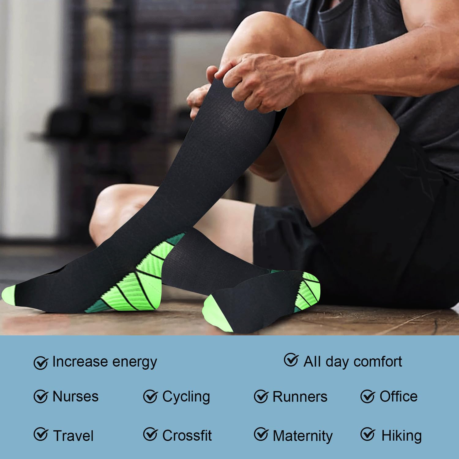 6 Pares Calcetines de Compresión para Mujeres y Hombres 15-20 mmHg Medias de Compresion Graduada Socks Protección Muscular Deporte Correr Vuelos Viajes Ciclismo Enfermeras Circulación