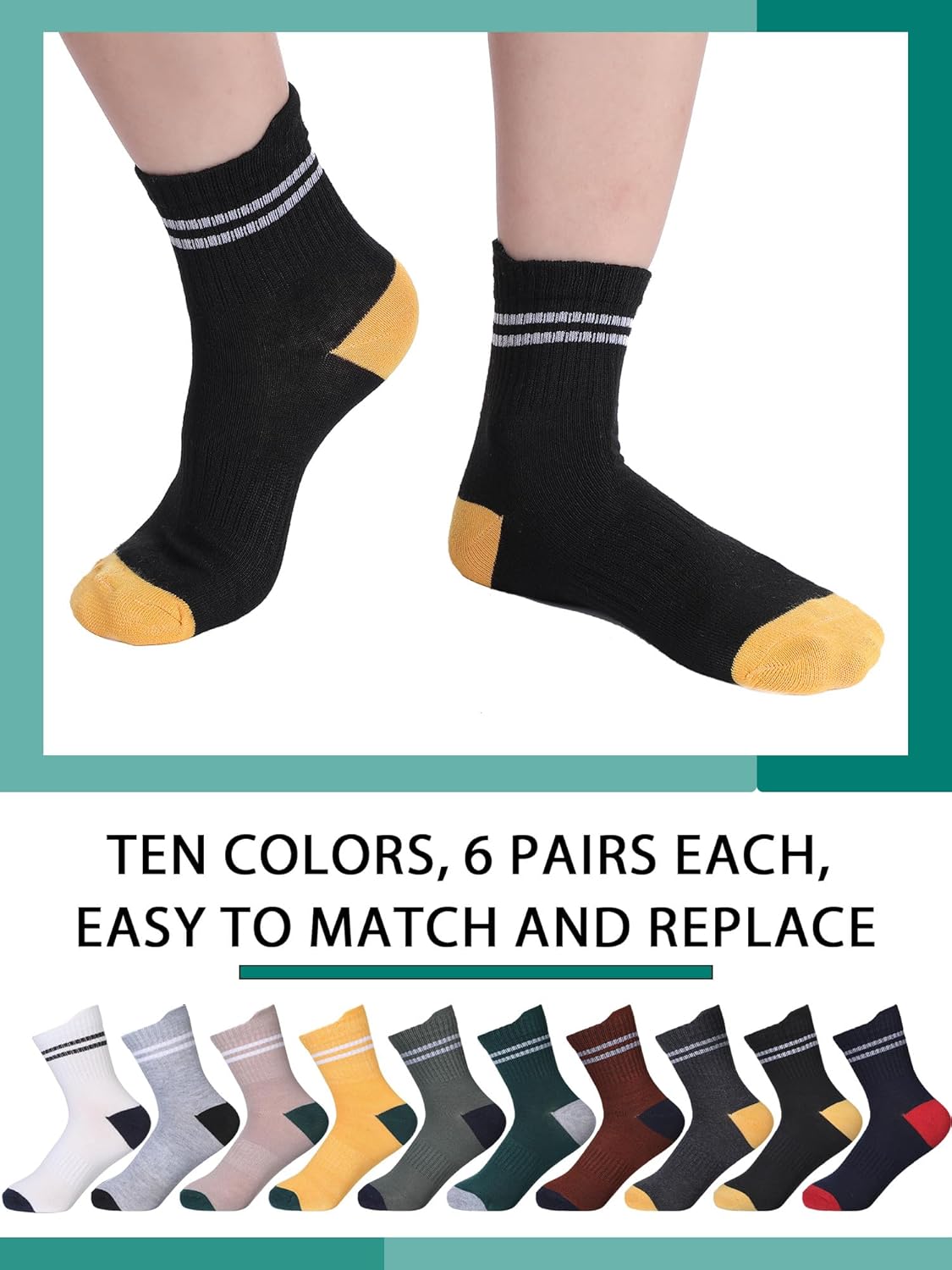 Fourluoo 60 Pairs Mens Socks Bulk Homeless Thermal Moisture Wicking Sports Crew Ankle Sock for Men Unisex