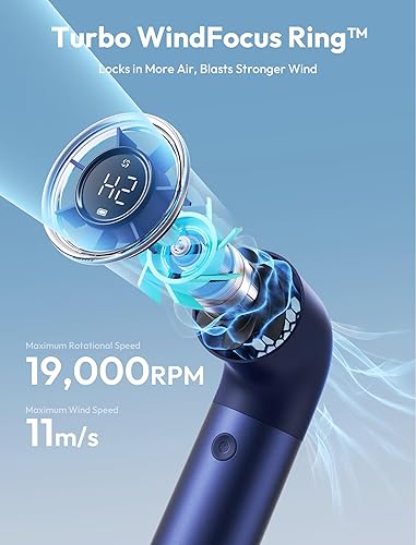 Miniatura 3 de Aecooly Ventilador de mano portátil, potente ventilador de tubo de aire turbo, 19000 RPM Aero Pro de alta velocidad, tiempo de enfriamiento máximo