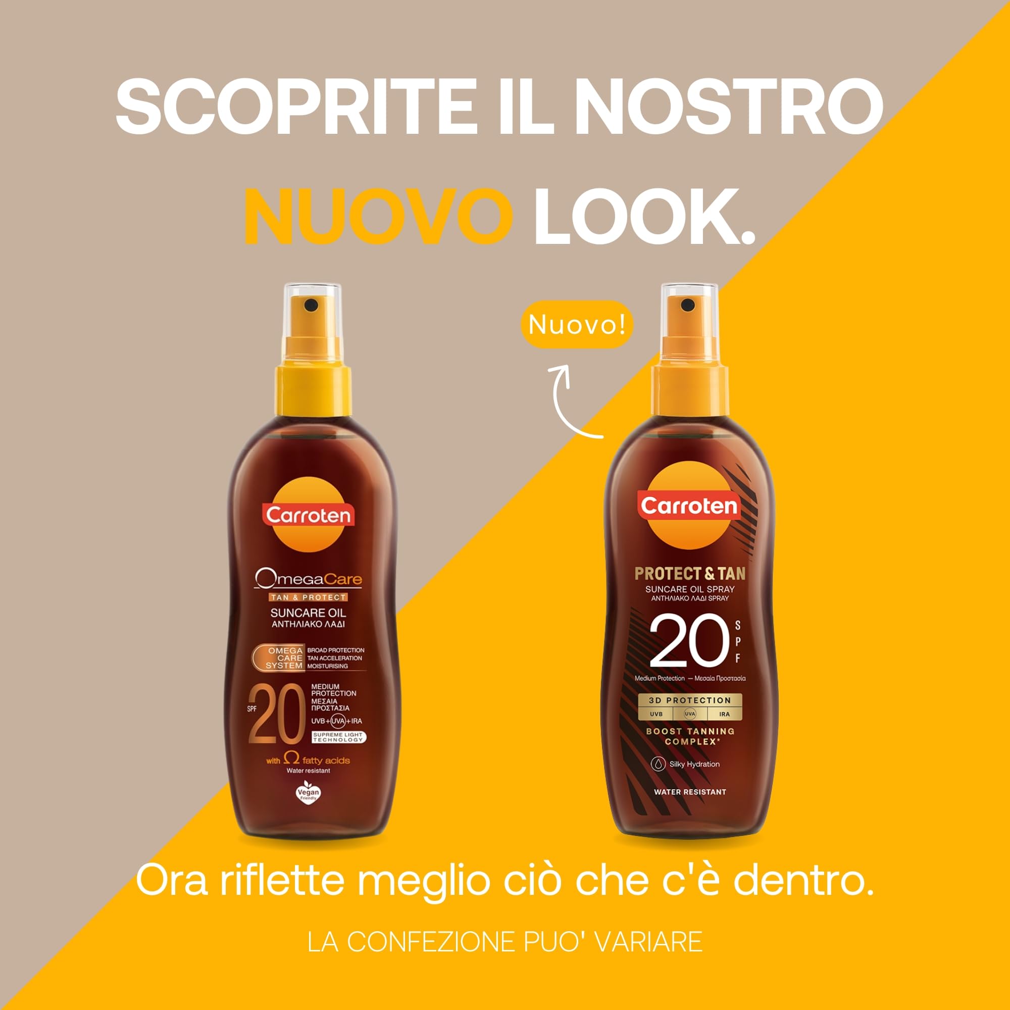 Carroten OmegaCare Tanning Oil SPF 20, 150 ml - Acceleratore di Abbronzatura con Acidi Grassi Omega - Olio Abbronzante Spray con Protezione Solare - Olio Solare per un'Abbronzatura Veloce
