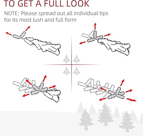 Miniatura 5 de HOMCOM Árbol de Navidad artificial preiluminado de abeto Douglas de 6 pies de alto con ramas realistas, 250 luces LED blancas cálidas y 1000 puntas,