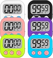 Lasubst 6-Pack Digital Kitchen & Classroom Timers - Magnetic, Loud Alarm, Colorful for Cooking, Kids, Teachers, Back to School Bulk
