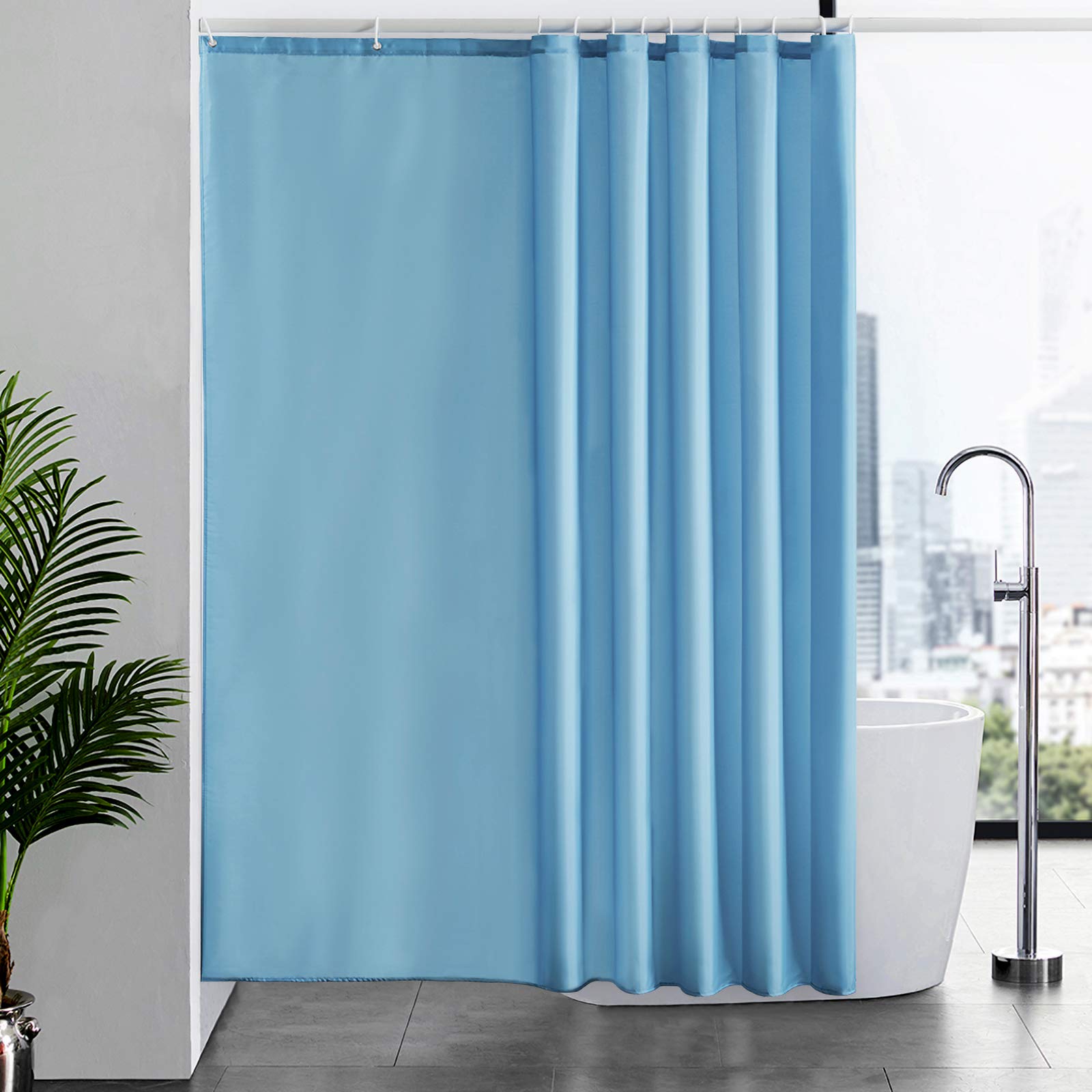 Cortinas Baño Blanca Antimoho Antibacteriano Impermeable Poliester Tela Lisa Lavable, con 12 Ganchos Plásticos, 180x200 Cortina. — view 103