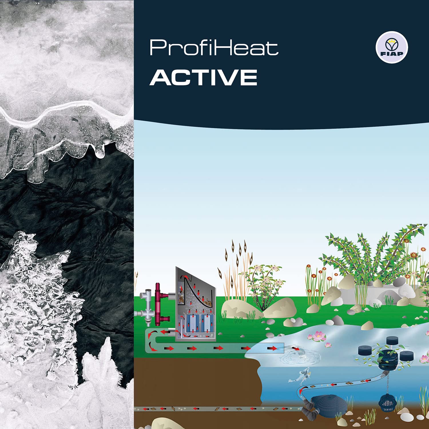 FIAP ProfiHeat Active 1.000 - Teichheizer - Edelstahl - Thermostat - Eisfreihalter - Gartenteich - Koiteich - Teichzubehör 1 kW - max. Teichgröße 5 m³