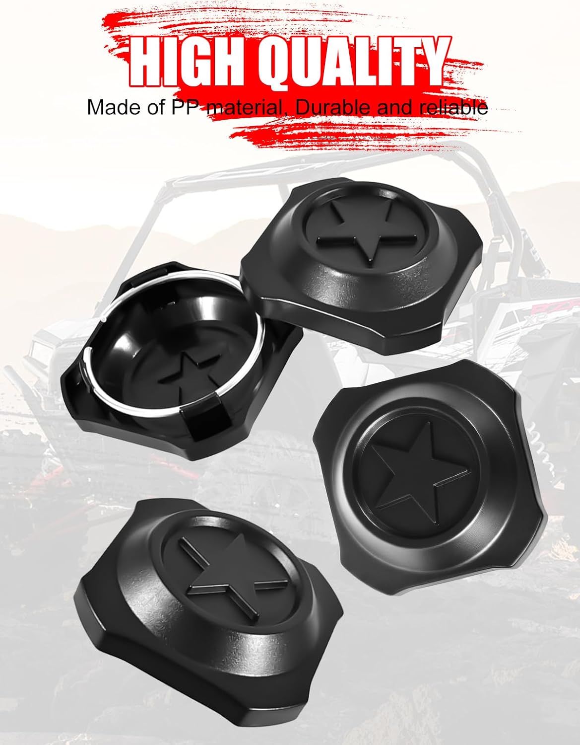 4PCS Wheel Hub Caps for Polaris RZR XP 1000 2024+, Black Dust Tire Wheel Center Hub Cap Covers Tire Rim for Polaris RZR XP4 1000 2024-2025 Accessories