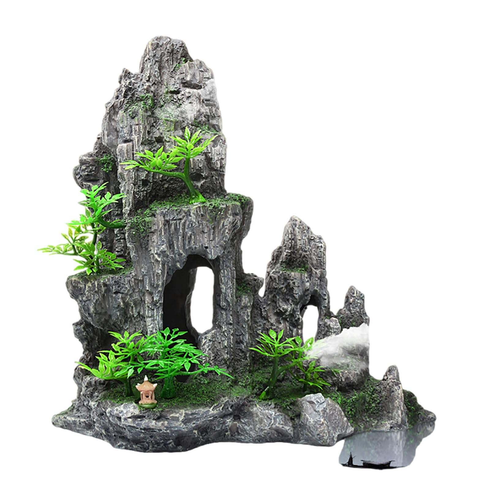 COYOUCO Aquarium Mountain View Stone Ornament Tree Rock Cave Landscape, Large Aquarium Ornament Rock Artificial Fish Tank Decoration,B