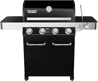 review Monument Grills 4 Burner Propane Gas Grill, Black,LED Controls,Side Burner,USB Light-13892