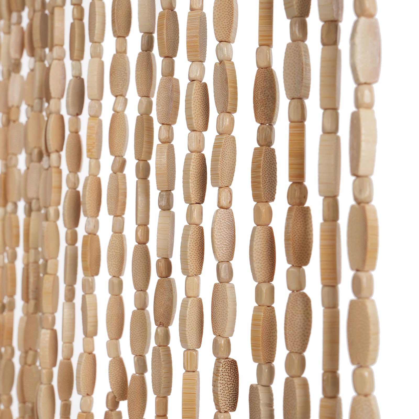 Tenda con perline in bambù, da porta, 52 fili, perline in legno stile retrò, perline naturali, tenda a fili, protezione da insetti e mosche, 90 x 200 cm