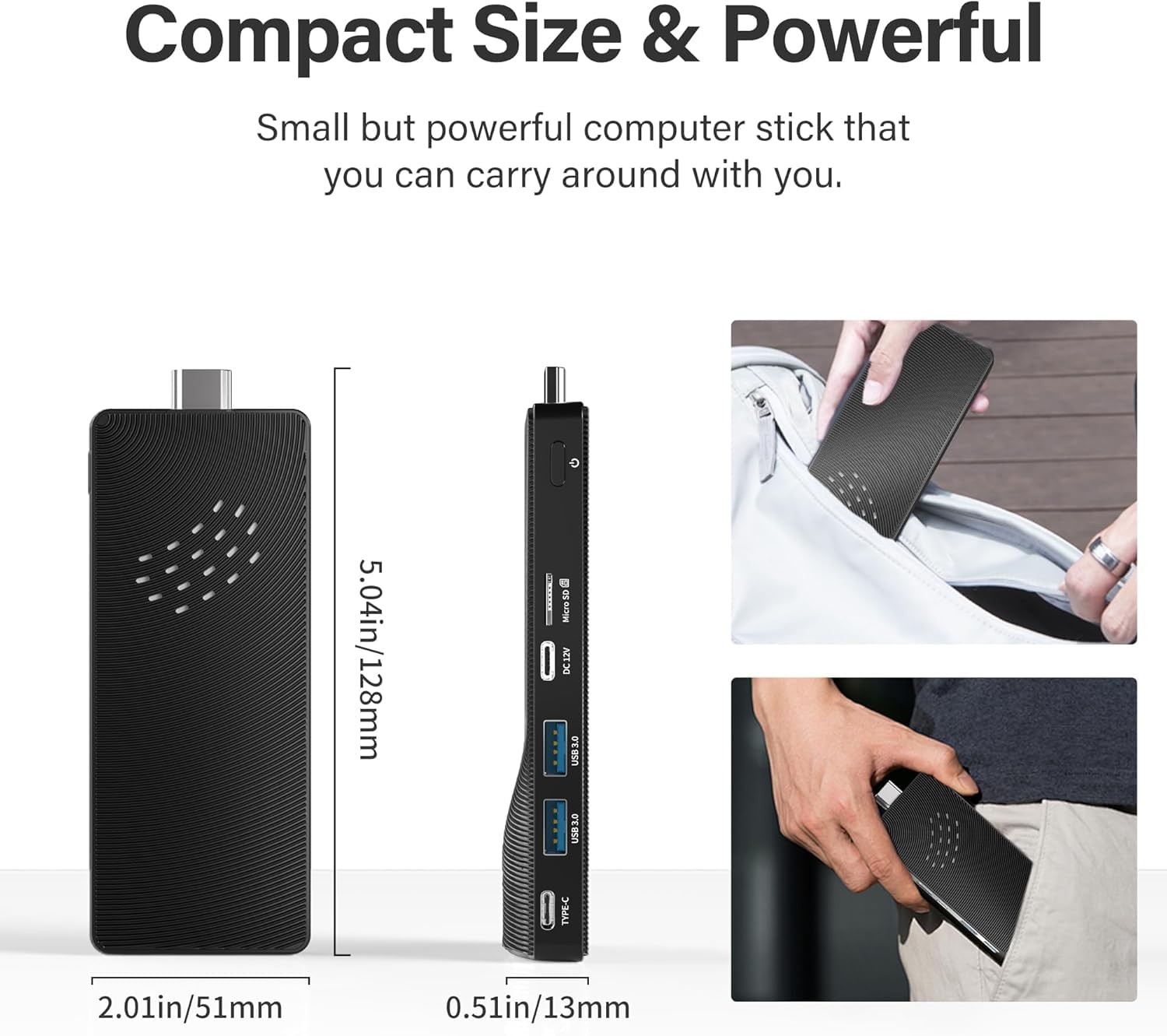 Mini PC Stick Windows 11, 8GB RAM 128GB, Intel J4105 | für Digital Signage, Kassensystem, Auto, Büro | 4K 60Hz, USB-C, Gigabit-LAN, WiFi