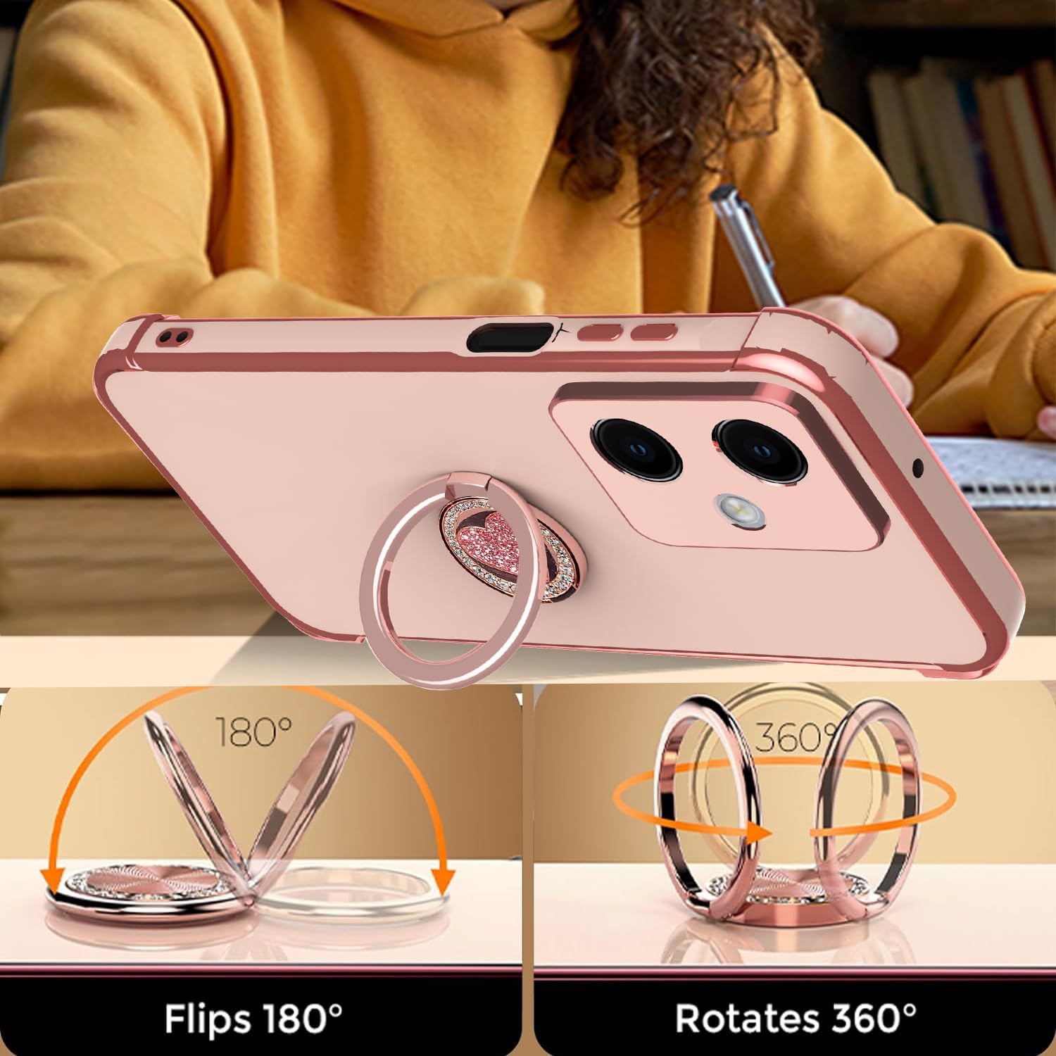 Handyhülle Für Xiaomi Redmi Note 14 Pro+ 5G - Transparente TPU Hülle Mit Glitzerblatt & Galvanisiertem Rahmen, Lila