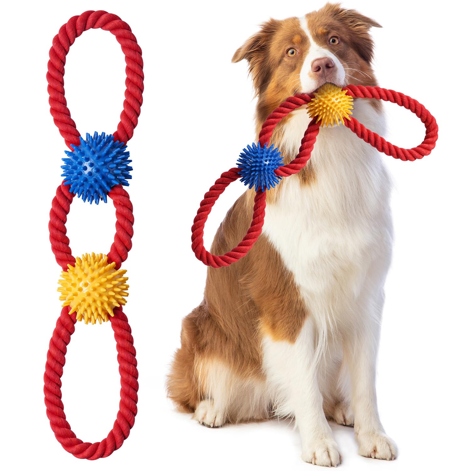 Aitmexcn Hundespielzeug Mittel Hunde für Aggressiven Kauen, 46cm Hundespielzeug Seil aus Baumwolle, Interaktives, Robustes Hunde Spielzeug für Mittel und Klein Hund