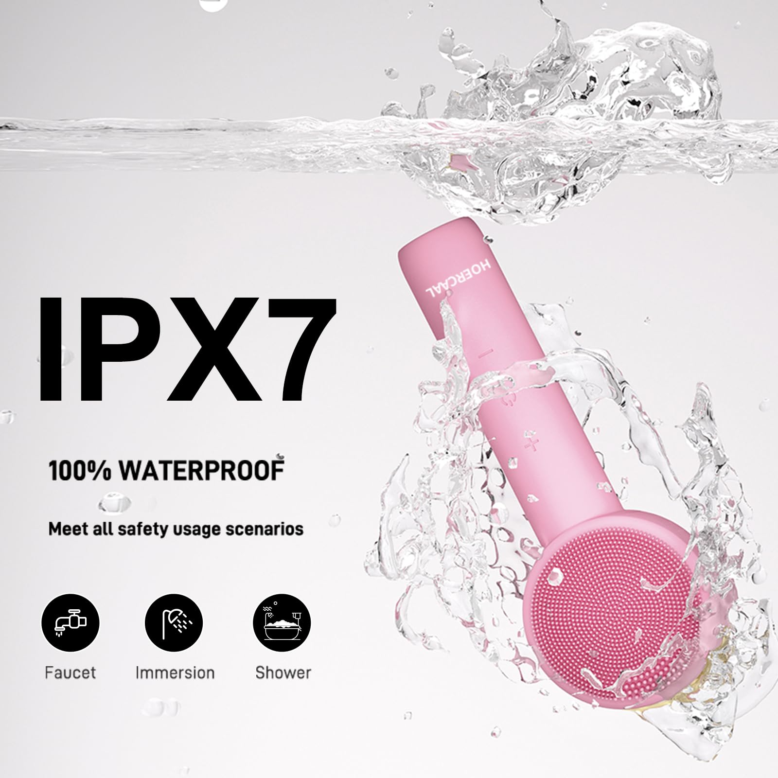 Cepillo de limpieza facial eléctrico - Limpiador facial de silicona recargable, limpiador vibratorio impermeable con 5 intensidades ajustables para limpieza profunda y exfoliación - Rosa