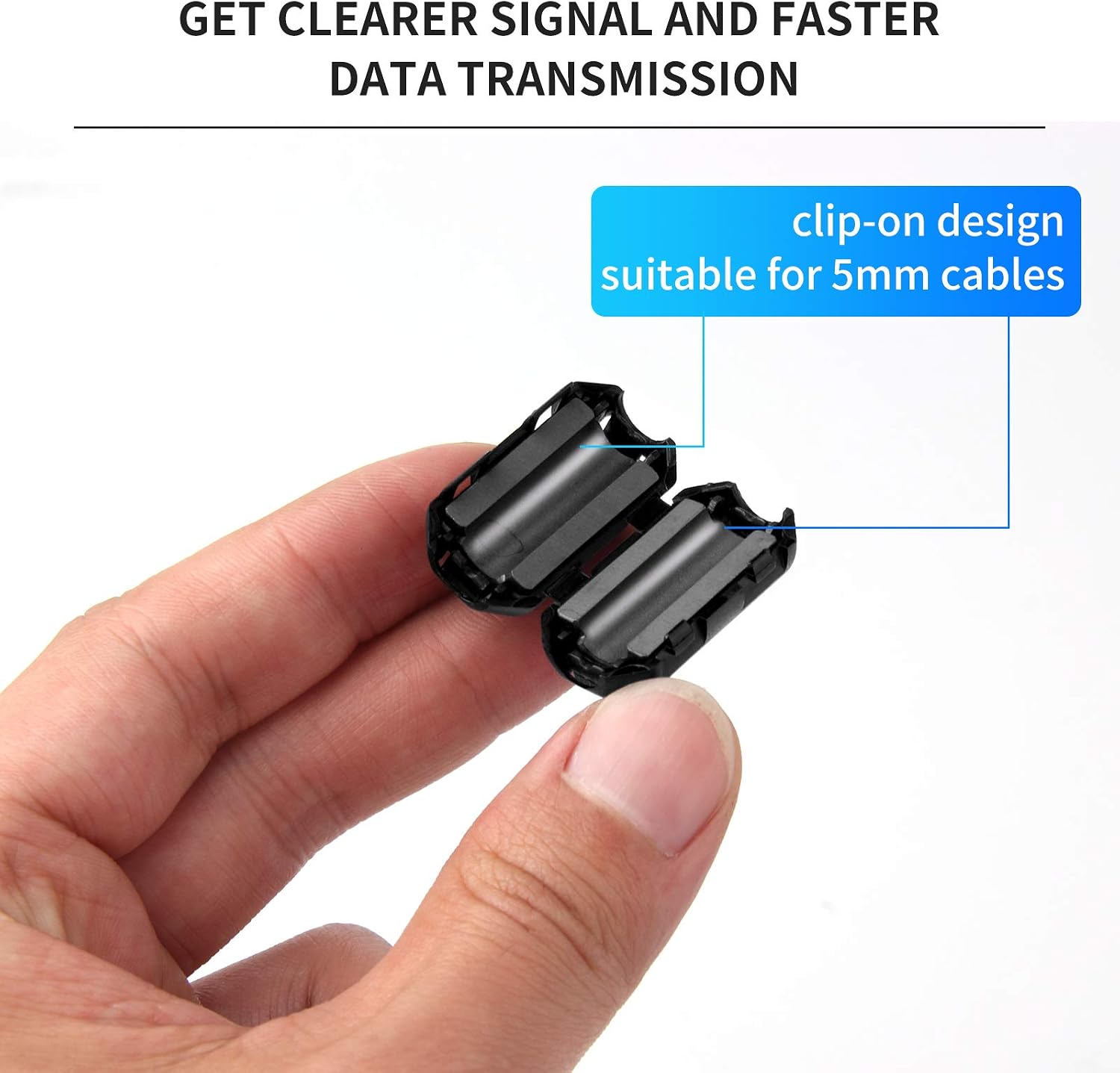 Ferrite Ring Core Black RFI EMI Noise Suppressor Cable Clip-20Pcs