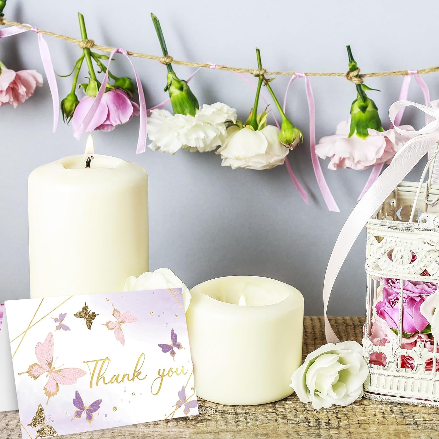 Whaline 30 Pack Butterfly Thank You Cards Gold Foil Purple Greeting Cards with Envelopes Stickers Lavender Blank Note Cards for Party Invitation Supplies, 4 x 6 Inch - Image 6