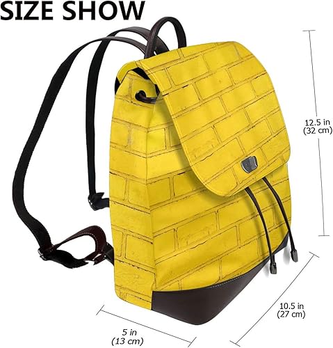 Miniatura 2 de Mochila de piel vintage amarilla para mujer, bolsos elegantes para mujer, para trabajo, viajes y estilo, Negro -