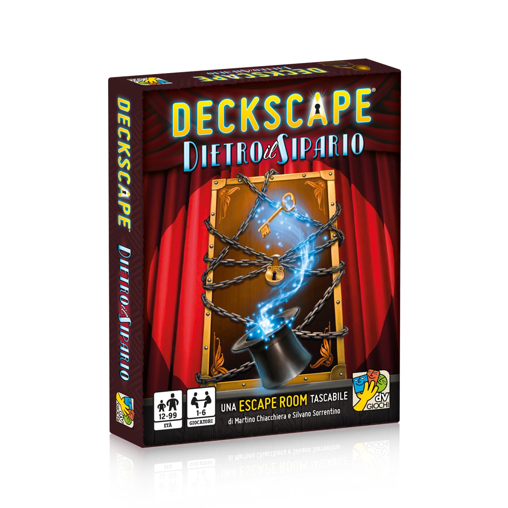 DV Giochi - Deckscape-Behind The Curtain-A Pocket Escape Room-Italian Edition, Multicolor, DVG5703