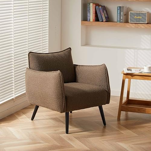 Miniatura 1 de Sepnine Modern Accent Chair,Comfy Granular Flannelette Living Room Club Chair with Solid Wood Legs,Upholstered Reading Armchair for Bedroom