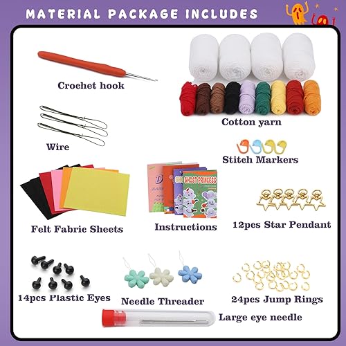 Miniatura 3 de Pnytty Kit de ganchillo para principiantes y adultos, kit de ganchillo para principiantes de Halloween, 12 piezas de Ghost Family Kit completo de