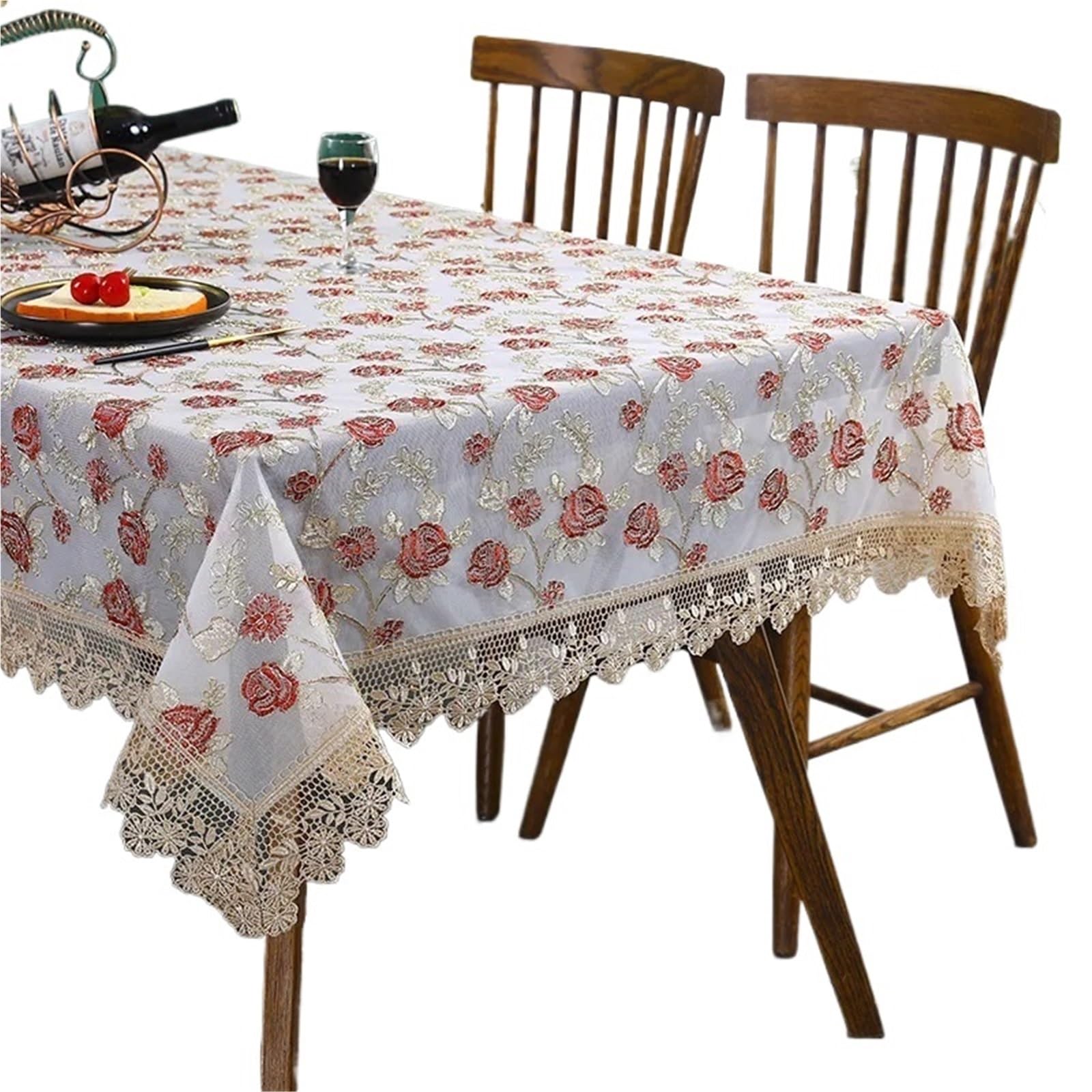 SHENJMAI Vintage Lace Table Lace Embroidery Tablecloth, Table Cloth, Wedding Banquet, Party Cloths, Furniture Cover, Home Covers(Color1,60x120cm)