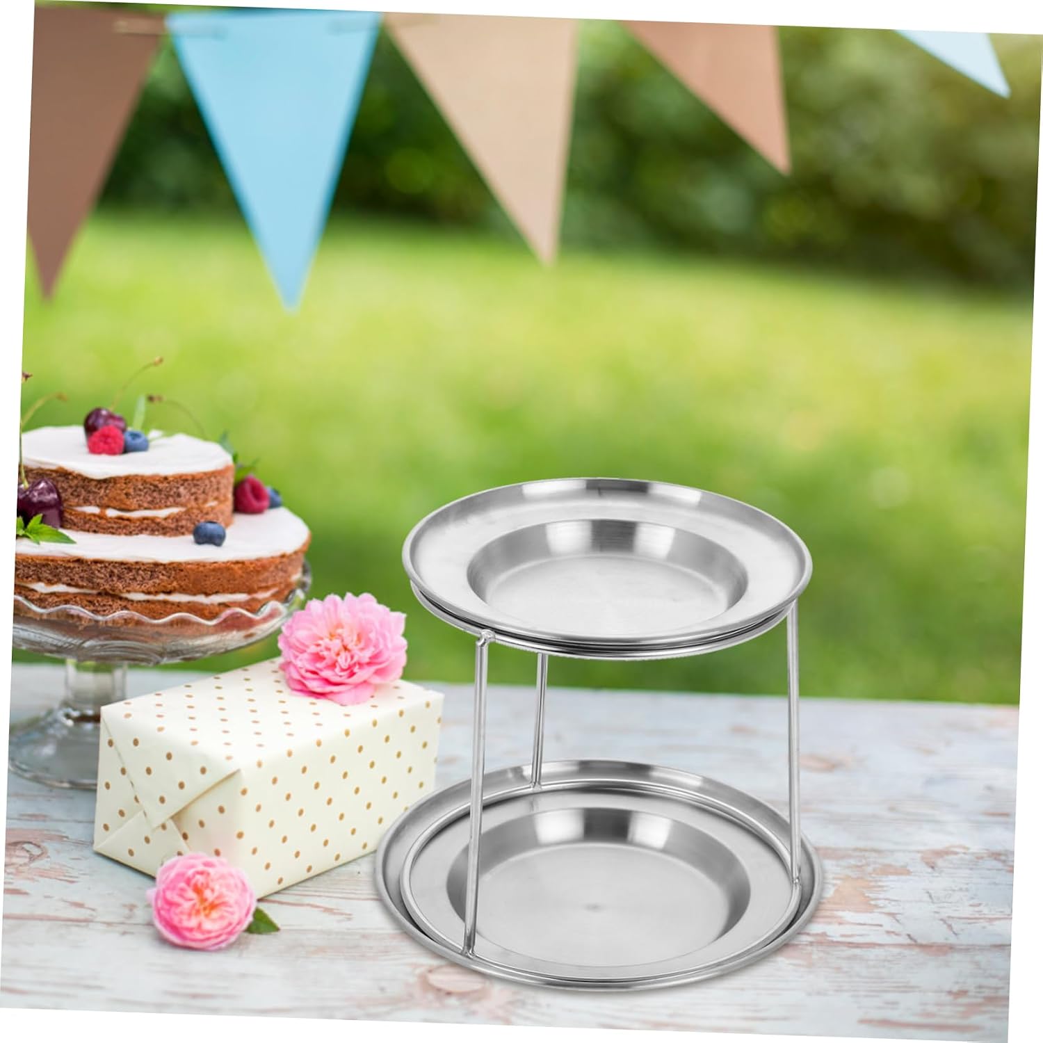 BESTOYARD Stainless Steel Seafood Tray Set Serving Tray for Party Stainless Steel Tray Serving Plate Dessert Display Plate Dessert Table Display Plate Food Display Tray Display Holder Silver