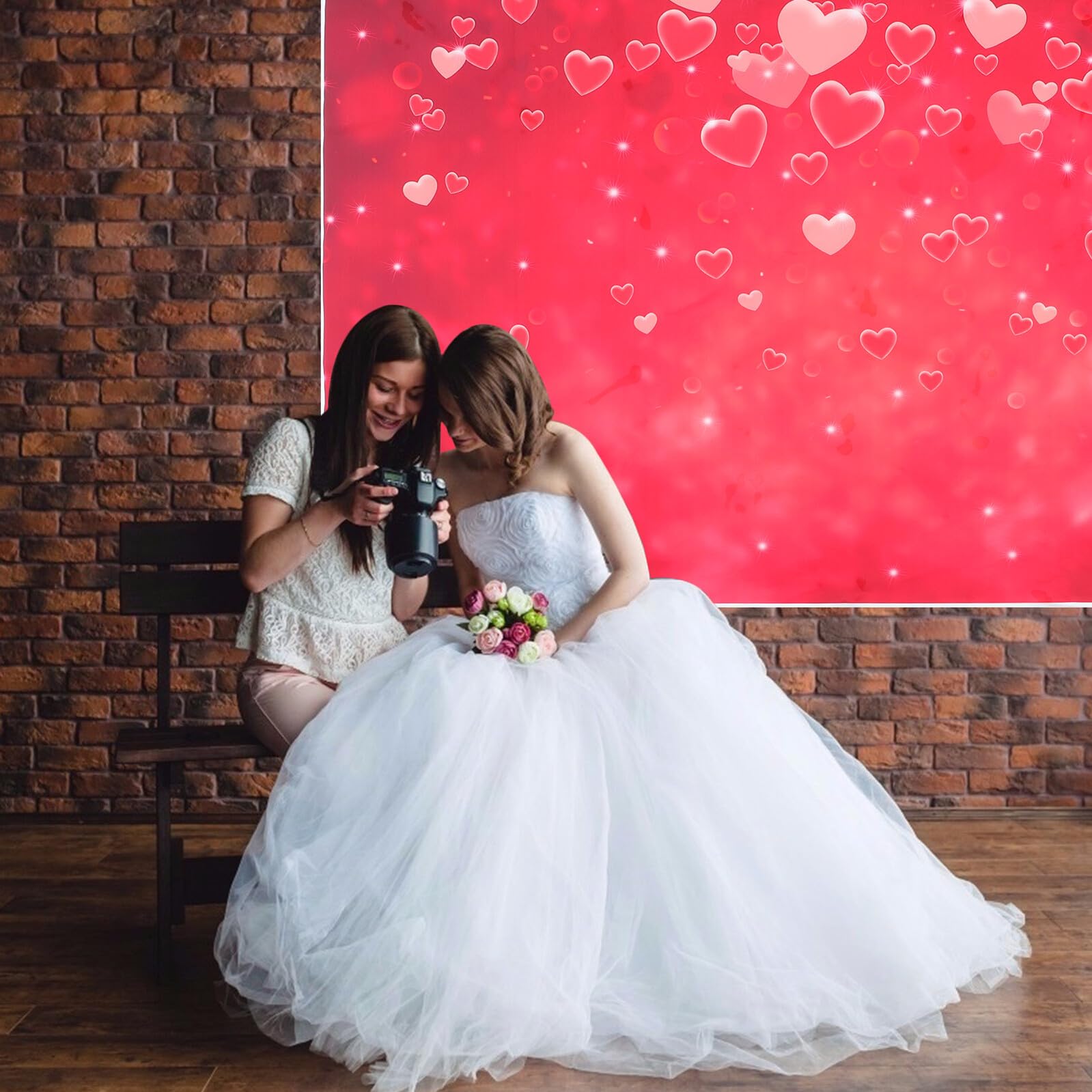 Mikinona Sfondo Fotografico per Matrimonio Motivo Cuore d'Amore in Poliestere Decorazione Murale per Feste Romantiche Telo Pieghevole per Eventi Studio Fotografico e Celebrazioni