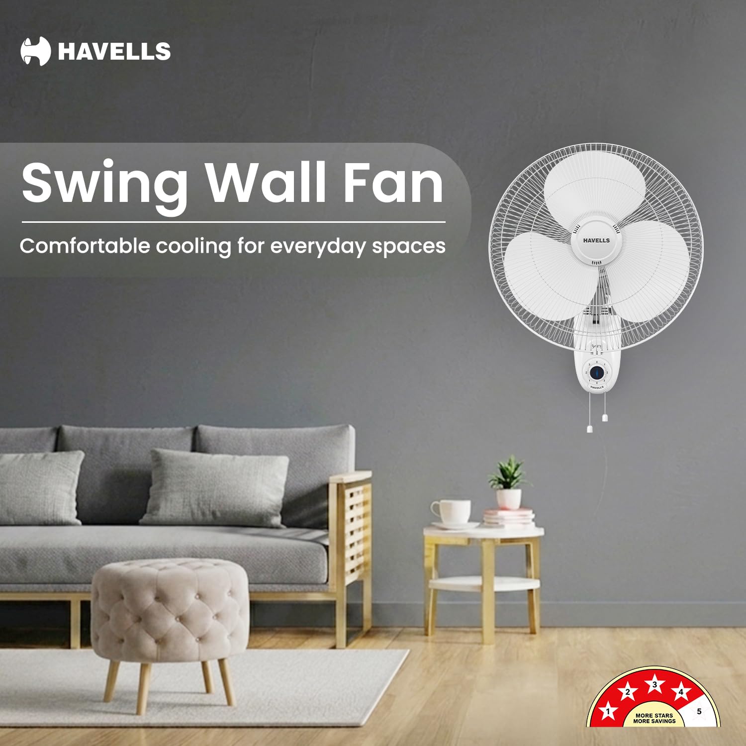 Havells Swing 400mm Wall Fan (Off White) — Amazon image 2