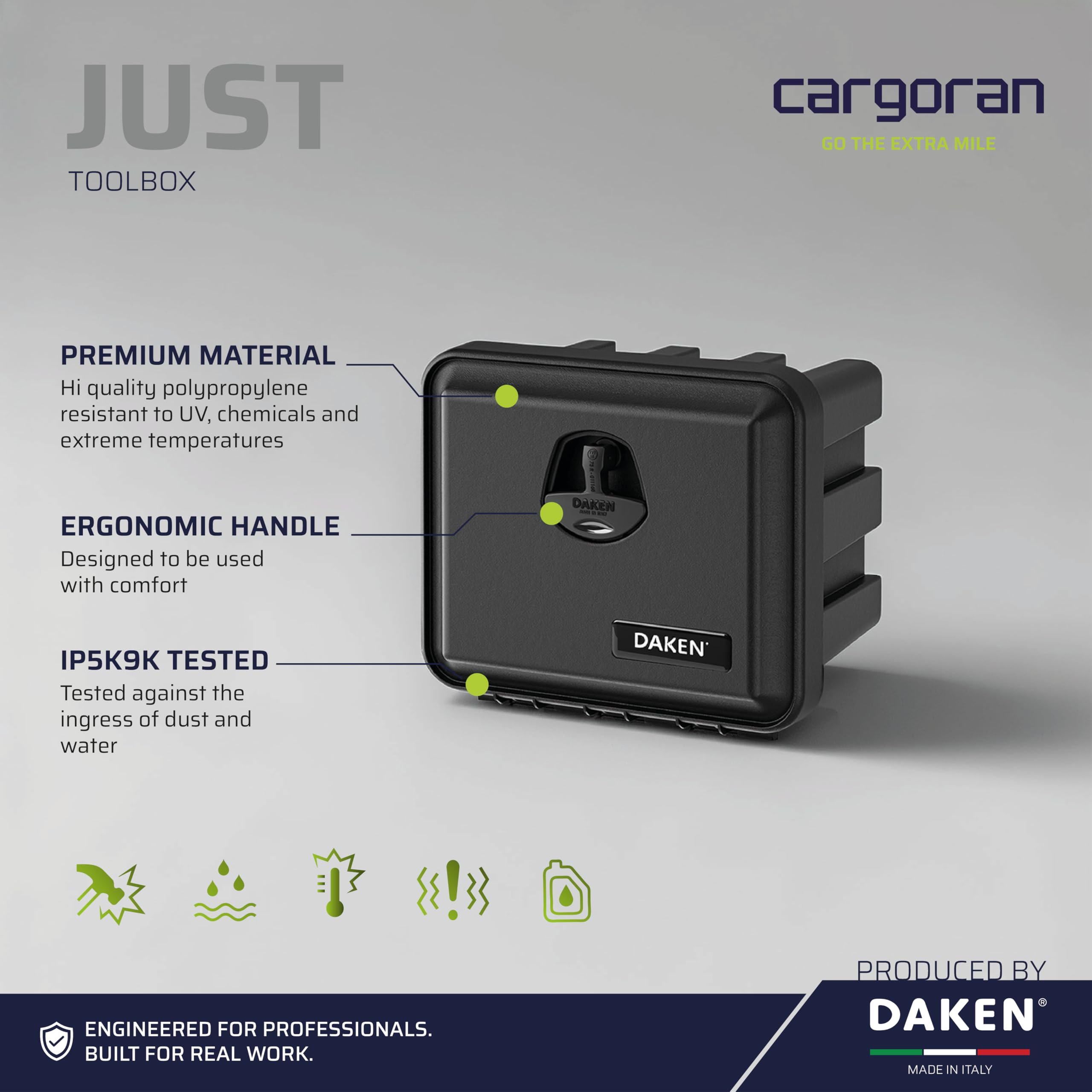DAKEN Just - Caja de herramientas multiusos de plástico con cerradura, para furgoneta, camión, caravana, carro y remolque, varios tamaños
