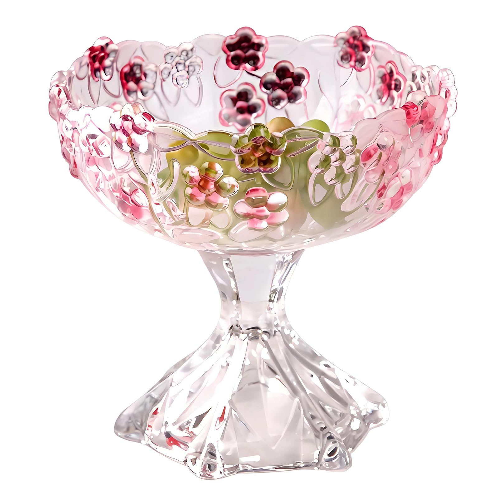 Kalttoy Stylish Charm Crystal Cookie Dry Fruit Container with Raised Base Great for Entertaining Guests Home Dessert Display Bowl