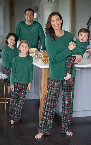 Miniatura 2 de PajamaGram - Pijamas a cuadros a juego para toda la familia, diseño navideño, rojo y verde, talla mediana para mujer 8-10