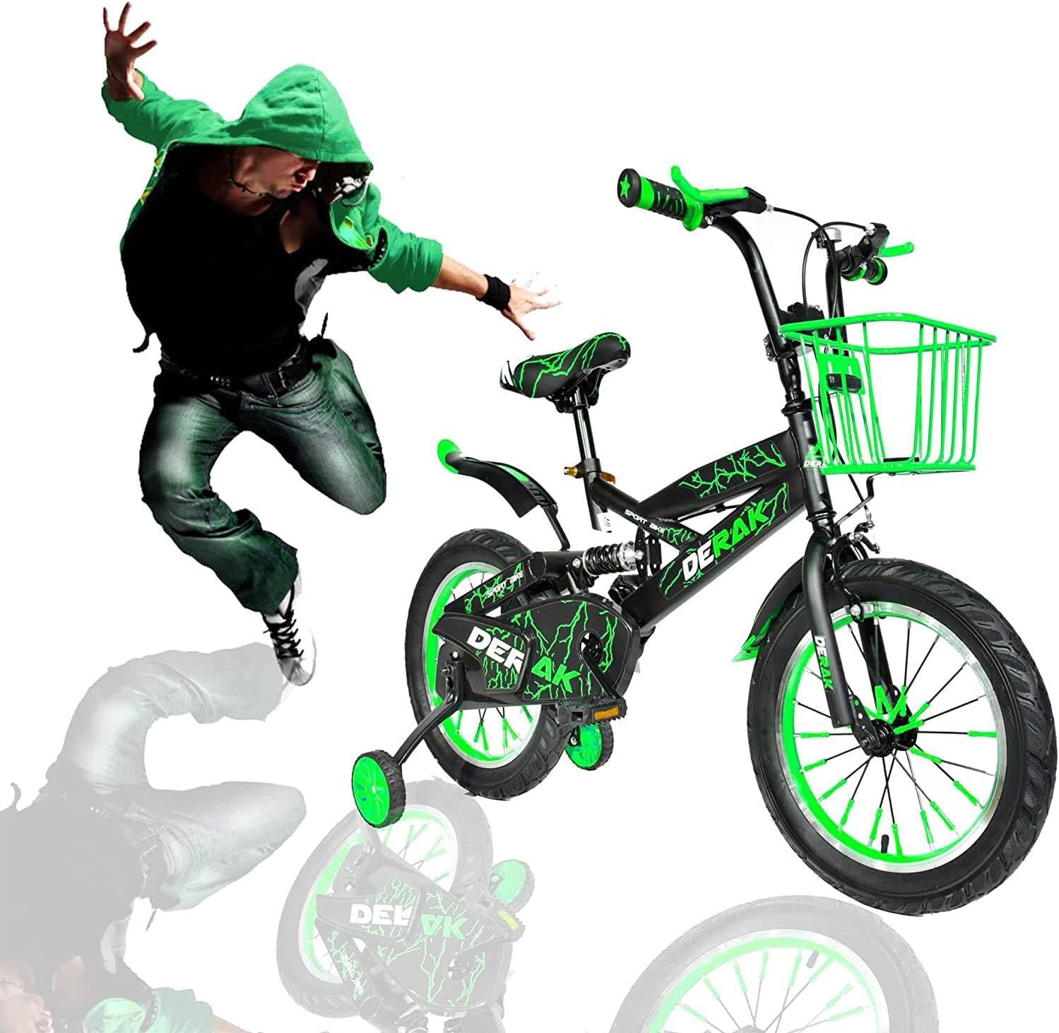 Kids 12-16 inch Step Up Bicycle With Suspension and Side Wheels - 100% Ready to Use