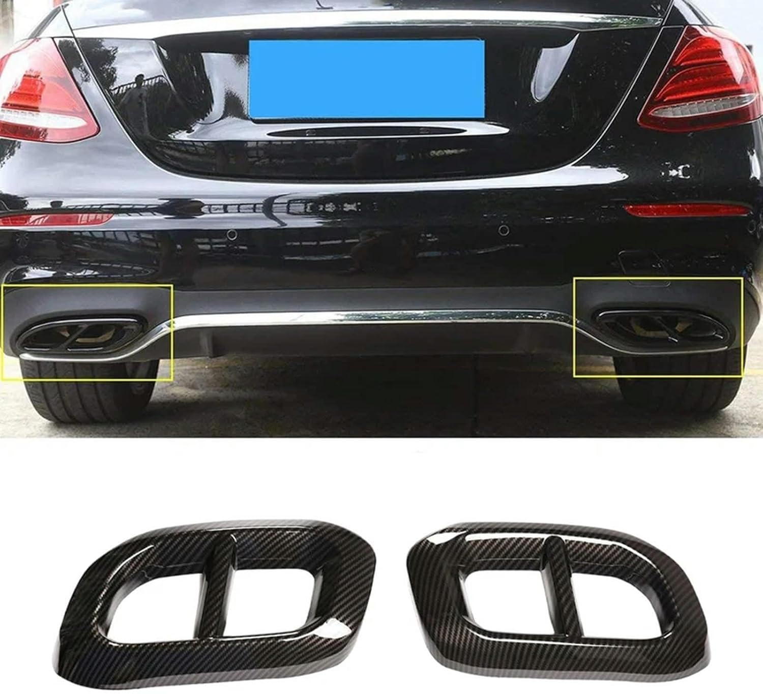 Car Pipe Tail Cover Trim Rear for Panel ABS Carbon Fiber Style Tail Throat Frame, for B=ENZ GLC GLE GLS 2020