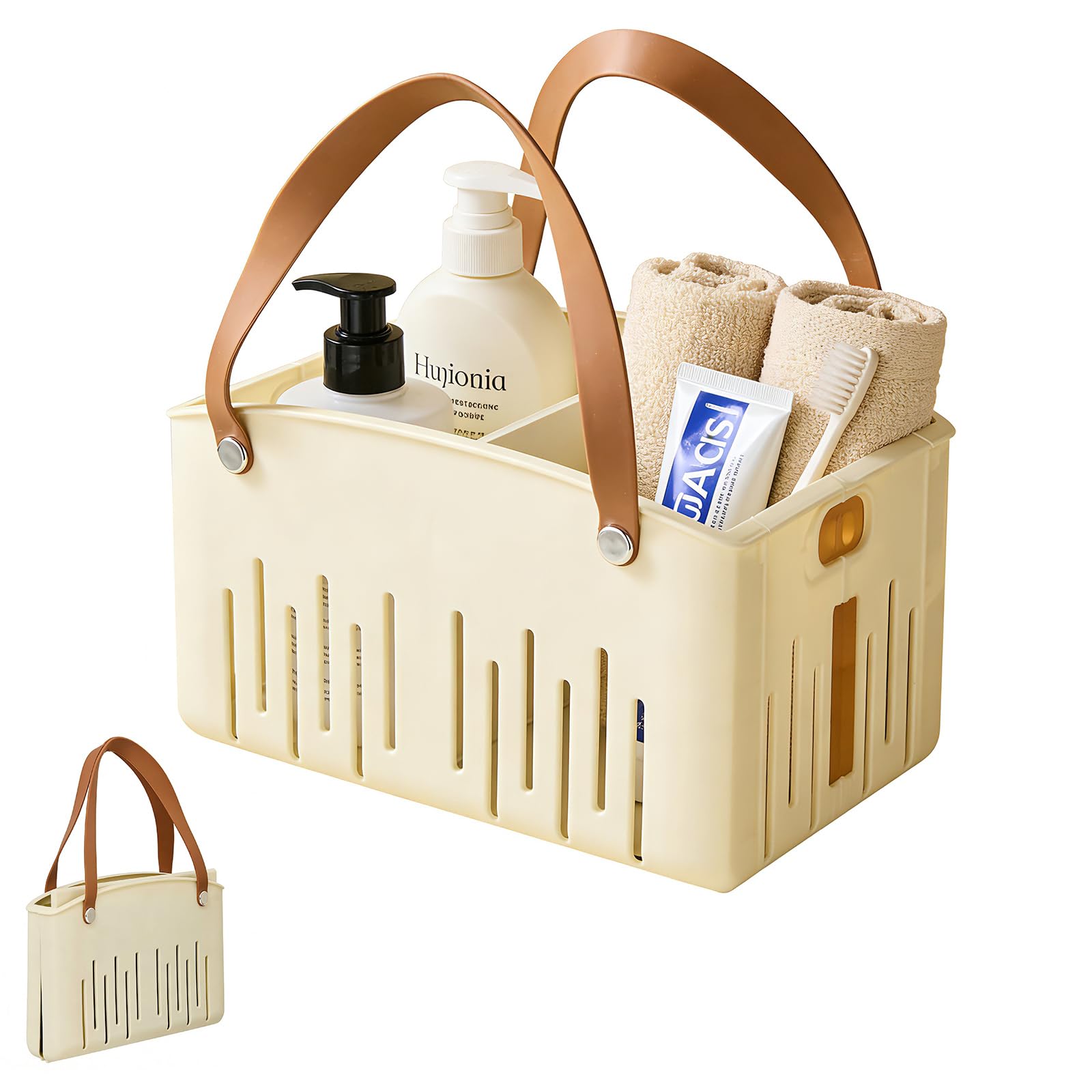 DHSUN Small Shower Caddy Shower Basket with Handle and Adjustable Divider Portable Shower Caddy for Bathhouse Gym Camping