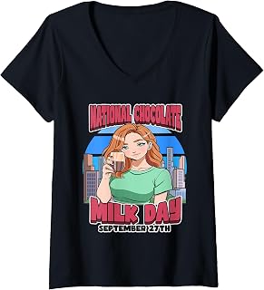 Womens National Chocolate Milk Day September 27th Milkshake Lover V-Neck T-Shirt