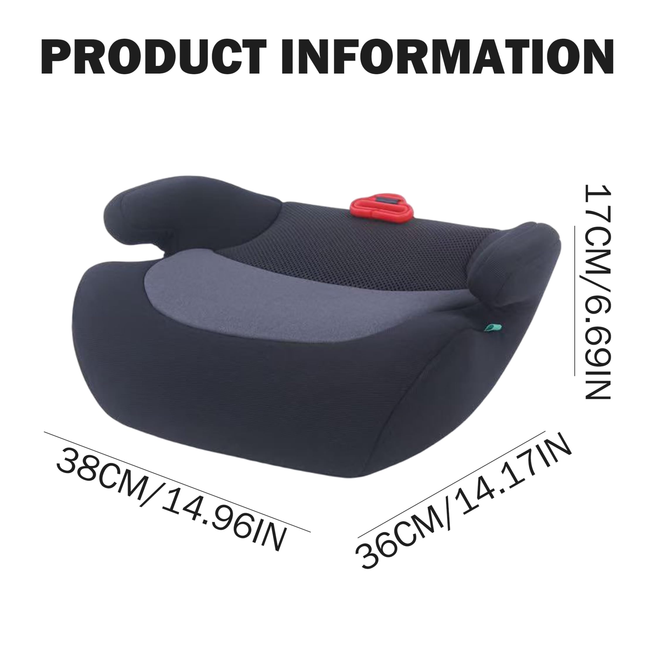 Asiento elevador para automóvil para niños, asiento elevador ergonómico sin respaldo para automóvil, portátil para niños, apto para la mayoría de los vehículos, 15 x 14 x 7 pulgadas, negro.